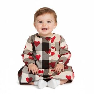 Burberry Beige and Red Heart Patterned Fabric